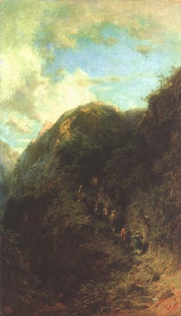 Touristen in den Bergen von Carl Spitzweg
