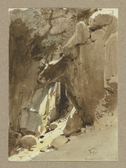 Felsentor an einem waldigen Hang von Carl Theodor Reiffenstein