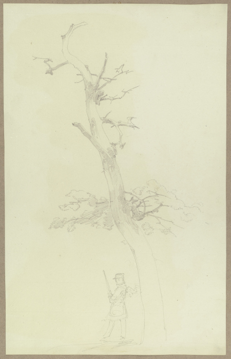 Kahler Baum, darunter ein Jäger von Carl Theodor Reiffenstein