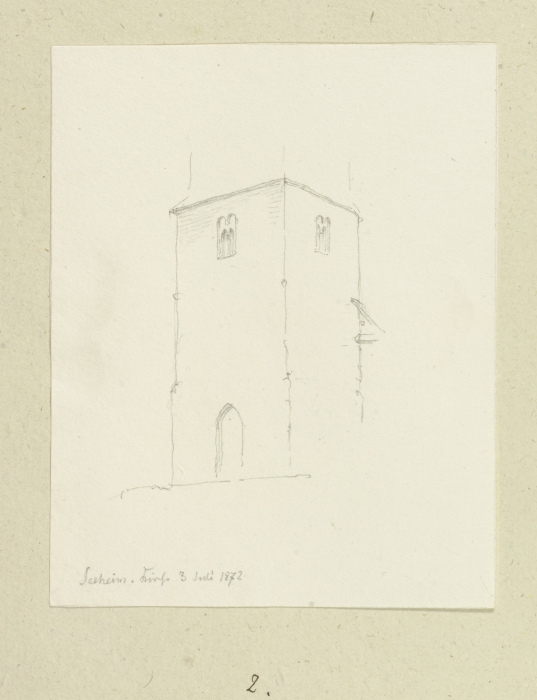 Kirchturm von St. Laurentius in Seeheim von Carl Theodor Reiffenstein