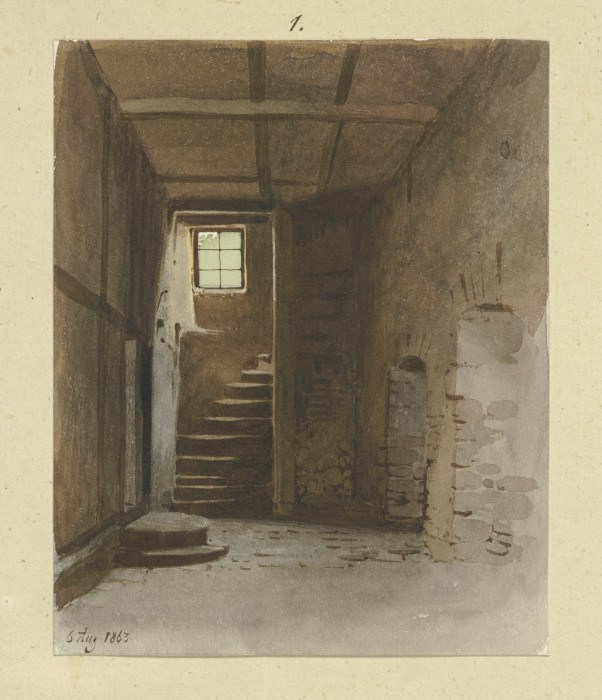 Raum mit Treppe und Fenster von Carl Theodor Reiffenstein