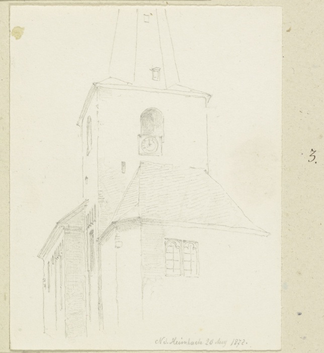 Turm der Kirche Mariä Himmelfahrt in Niederheimbach von Carl Theodor Reiffenstein