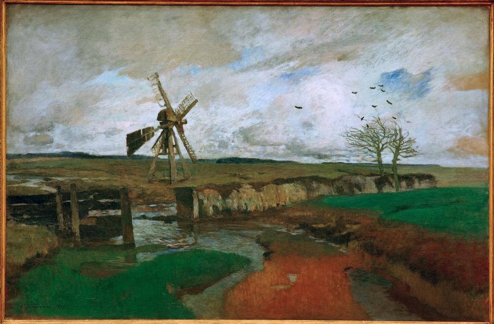 Landschaft mit Windmühle von Carl Vinnen