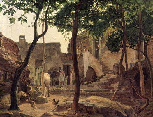Farmyard near Sorrento, 1827 (oil on canvas) von Carl Wilhelm Götzloff