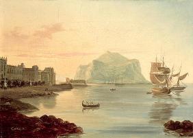 Palermo Harbour with Mount Pellegrino, 1831 (oil on canvas) 18th