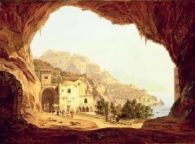 View from a Grotto over the Amalfi Coast, c.1842 (oil on canvas) 1612