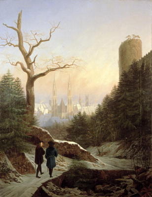 Winter Landscape with Gothic Church, 1821 (oil on canvas) von Carl Wilhelm Götzloff