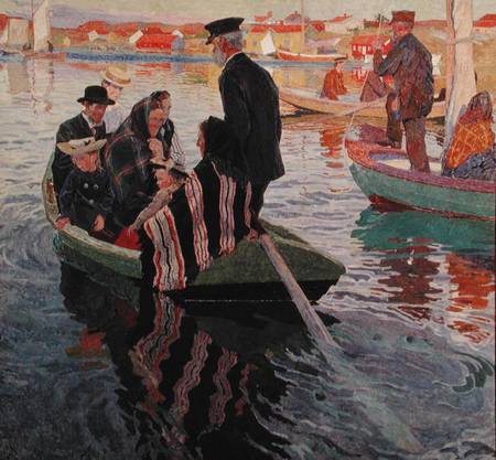 Church Goers in a Boat von Carl Wilhelmson