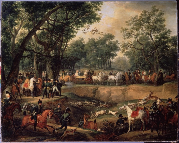 Napoleon Bonaparte auf der Jagd im Wald von Compiegne von Carle Vernet