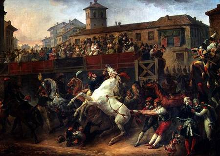 Scene of an unmounted horse race in Rome von Carle Vernet