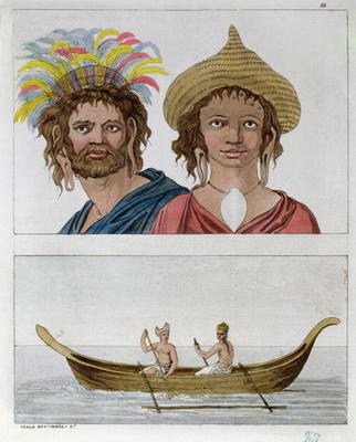 Inhabitants of Easter Island, from 'Le Costume Ancien et Moderne' by Jules Ferrario, c.1820 (coloure von Carlo Botticelli