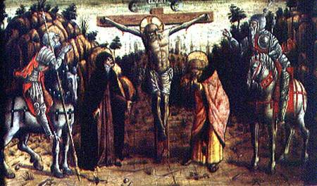 The Crucifixion, central left hand predella panel from the San Silvestro polyptych von Carlo Crivelli