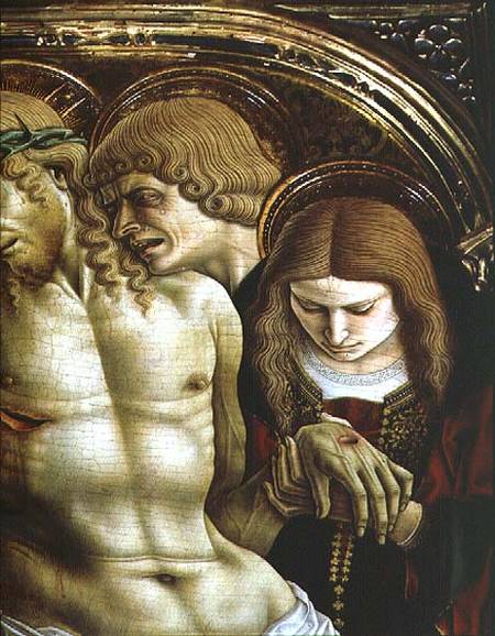 Lamentation of the Dead Christ, detail of St. John the Evangelist and Mary Magdalene, from the Sant' von Carlo Crivelli