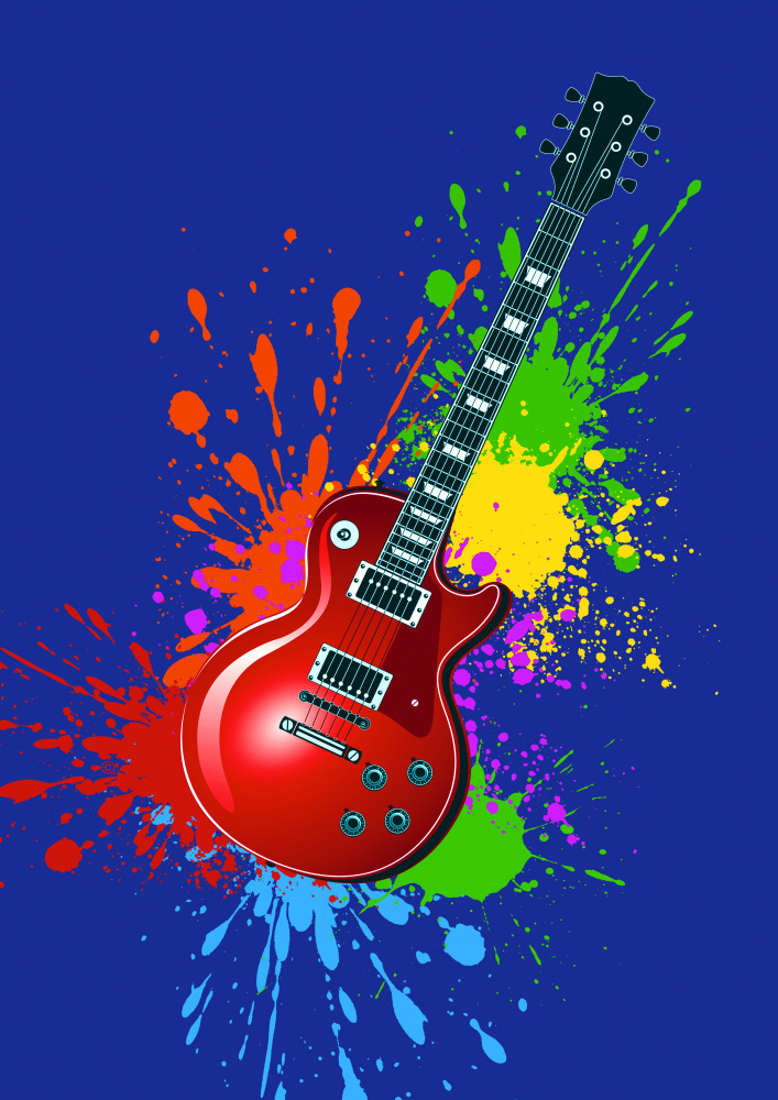 E-Gitarre Pop-Art-Farben (h) von Carlo Kaminski