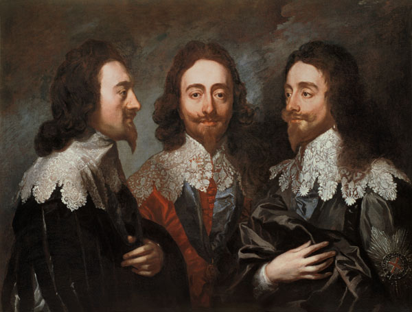 Charles I in Three Positions (1600-49) Painting after Van Dyck von Carlo Maratta