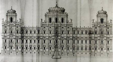 Project for the east facade of the Louvre, from 'Recueil du Louvre' volume I fol. 10 von Carlo Rainaldi
