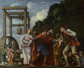 Moses verteidigt die Töchter des Jethro 1610