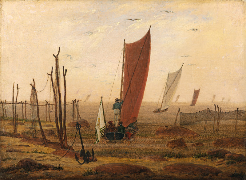 Der Morgen (Ausfahrende Boote) von Caspar David Friedrich