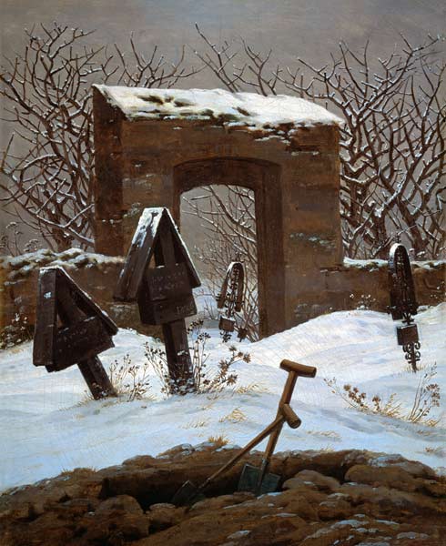 Friedhof im Schnee von Caspar David Friedrich