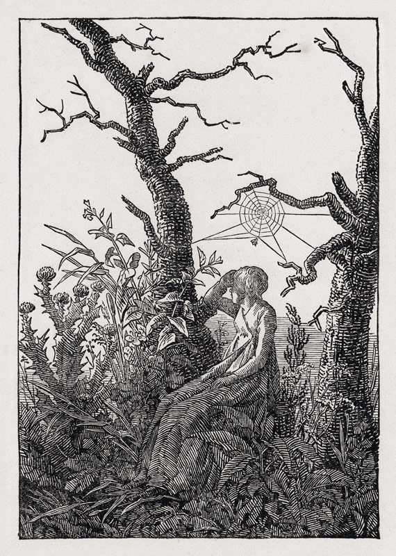 Frau mit Spinnennetz von Caspar David Friedrich
