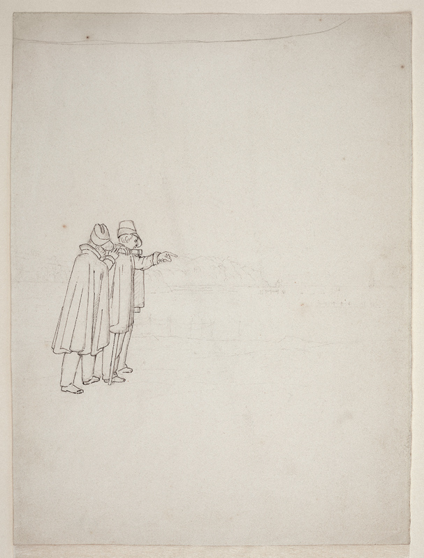 Zwei Männer auf das Meer weisend von Caspar David Friedrich