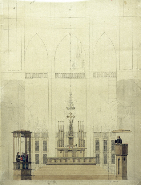 Altarraum mit Taufkapelle von Caspar David Friedrich