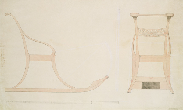 Chair for a Sleigh (pen with reddish w/c on paper) von Caspar David Friedrich