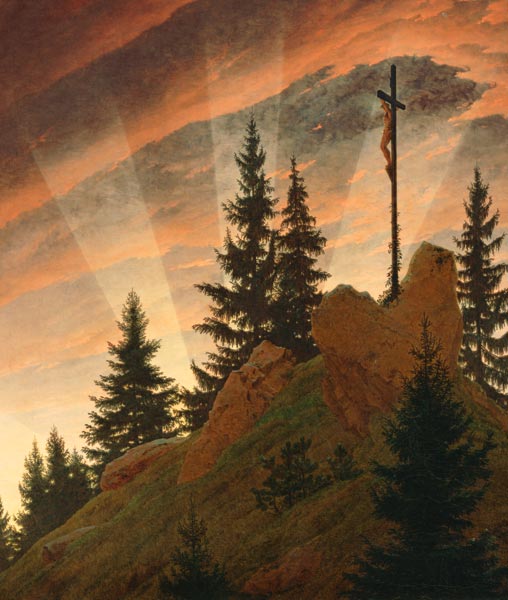 Das Kreuz im Gebirge (Ausschnitt - Teschner Altar) von Caspar David Friedrich