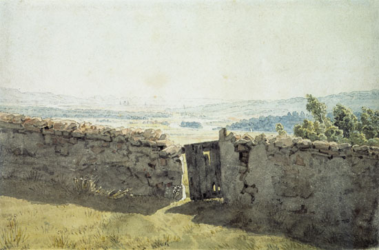 Landschaft mit zerfallener Mauer von Caspar David Friedrich