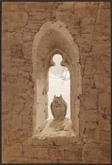 Die Eule im gotischen Fenster 1836