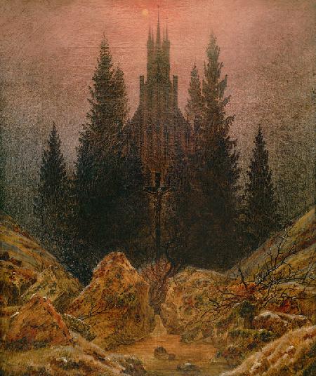 Kreuz und Kathedrale im Gebirge 1812