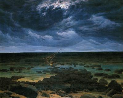 Meeresküste bei Mondschein um 1830