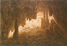 Skelette in der Tropfsteinhöhle um 1826