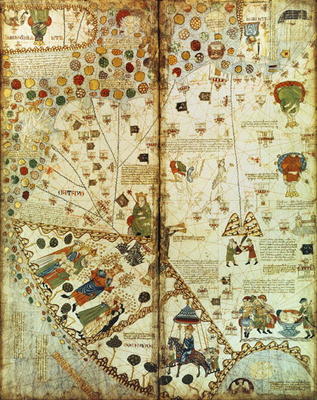 7249 Esp.30 f.2v-3 Detail from a Catalan World Map, 1375 (vellum) von Catalan School, (14th century)