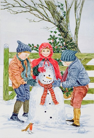 Building a snowman (w/c)  von Catherine  Bradbury
