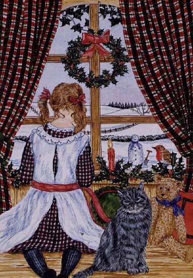 Christmas morning at the window (w/c)  von Catherine  Bradbury