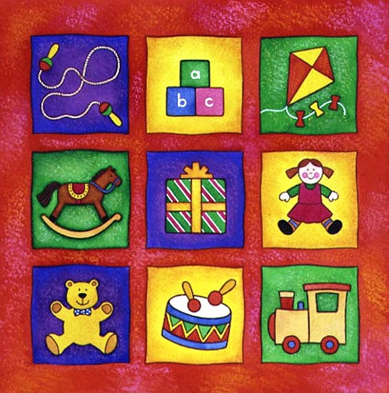 Christmas Toys (w/c on paper)  von Cathy  Baxter