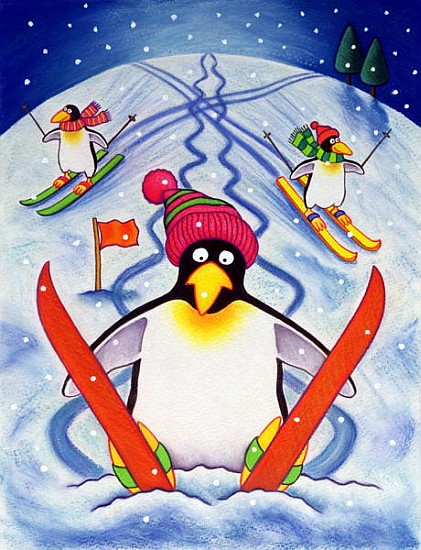 Skiing Holiday, 2000 (w/c and pastel on paper)  von Cathy  Baxter