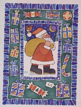 Father Christmas With His Presents, 1995 (w/c) 