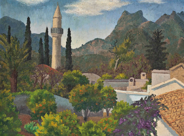 Turkish Village with Mosque, Cyprus von Cedric Morris