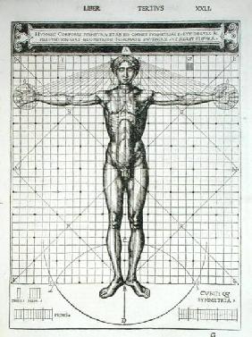 Ideal proportions based on the human body, from 'Di Lucio Vitruvio Pollione de architectura a libri 1521