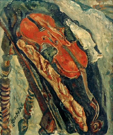 Stillleben mit Geige, Brot u 1922