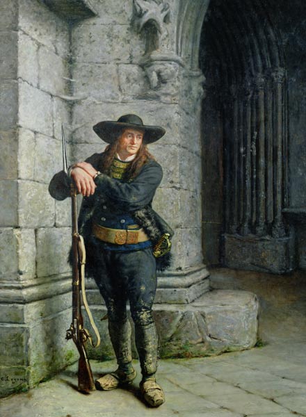 Armed Breton Guarding a Porch von Charles Antoine J. Loyeux