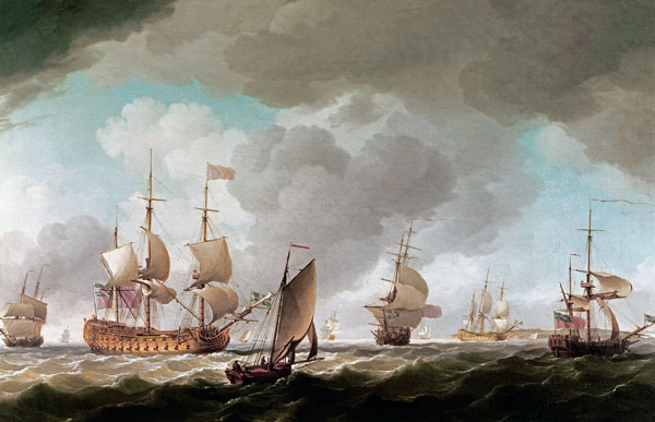 An English Vice-Admiral of the Red and his Squadron at Sea von Charles Brooking