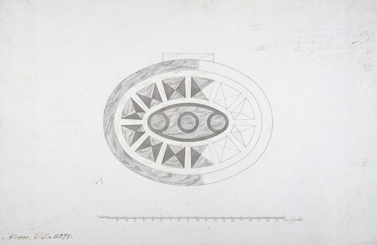 Achat-Pavillon von Zarskoje Selo. Entwurf für das Oval-Parkett von Charles Cameron