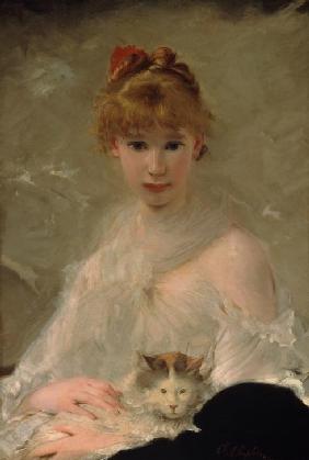 Bildnis einer jungen Frau mit Katze