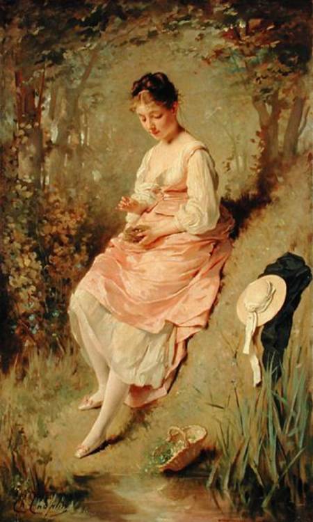 Young Girl with a Nest von Charles Chaplin