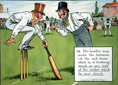 (15) The bowler may make the batsman (at the end from which he is bowling) stand on any side of the von Charles Crombie