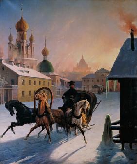 Troika on the Street in St. Petersburg 1850