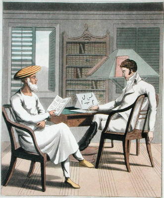 A European Gentleman with his Moonshee, or Native Professor of Languages, plate 1 from 'The European von Charles D'Oyly